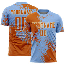 Load image into Gallery viewer, Custom Light Blue Texas Orange-Cream Abstract Brush Stroke Sports Sublimation Soccer Uniform Jersey

