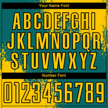 Загрузить изображение в средство просмотра галереи, Custom Teal Yellow-Black Abstract Brush Stroke Sports Sublimation Soccer Uniform Jersey
