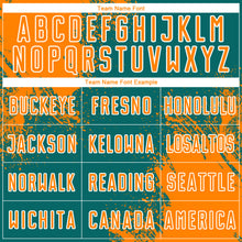 Загрузить изображение в средство просмотра галереи, Custom Teal Bay Orange-White Abstract Brush Stroke Sports Sublimation Soccer Uniform Jersey
