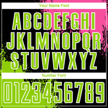 Load image into Gallery viewer, Custom Black Neon Green Pink-White Abstract Brush Stroke Sports Sublimation Soccer Uniform Jersey
