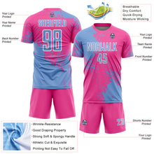 Charger l'image dans la galerie, Custom Pink Light Blue-White Abstract Brush Stroke Sports Sublimation Soccer Uniform Jersey
