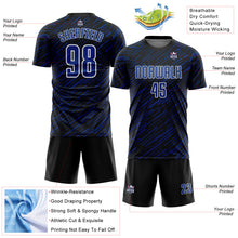 Загрузить изображение в средство просмотра галереи, Custom Black Royal-White Line Sports Sublimation Soccer Uniform Jersey
