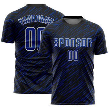 Custom Black Royal-White Line Sports Sublimation Soccer Uniform Jersey