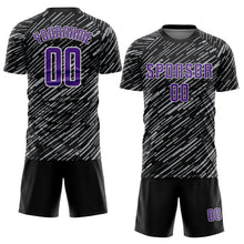 Загрузить изображение в средство просмотра галереи, Custom Black Purple Gray-White Line Sports Sublimation Soccer Uniform Jersey

