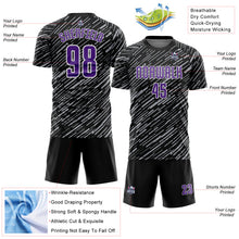 Загрузить изображение в средство просмотра галереи, Custom Black Purple Gray-White Line Sports Sublimation Soccer Uniform Jersey
