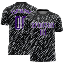 Загрузить изображение в средство просмотра галереи, Custom Black Purple Gray-White Line Sports Sublimation Soccer Uniform Jersey
