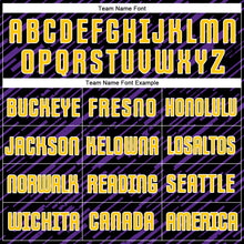 Загрузить изображение в средство просмотра галереи, Custom Black Yellow Purple-White Line Sports Sublimation Soccer Uniform Jersey
