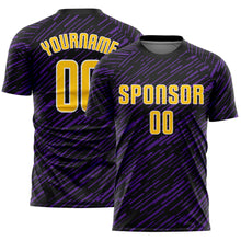 Загрузить изображение в средство просмотра галереи, Custom Black Yellow Purple-White Line Sports Sublimation Soccer Uniform Jersey
