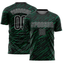 Загрузить изображение в средство просмотра галереи, Custom Black Kelly Green-White Line Sports Sublimation Soccer Uniform Jersey
