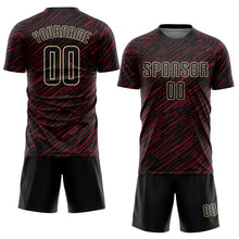 Загрузить изображение в средство просмотра галереи, Custom Black Crimson-Cream Line Sports Sublimation Soccer Uniform Jersey
