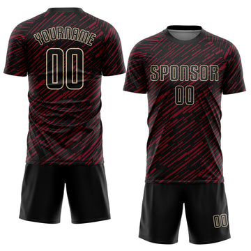 Custom Black Crimson-Cream Line Sports Sublimation Soccer Uniform Jersey