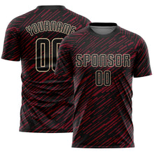 Загрузить изображение в средство просмотра галереи, Custom Black Crimson-Cream Line Sports Sublimation Soccer Uniform Jersey
