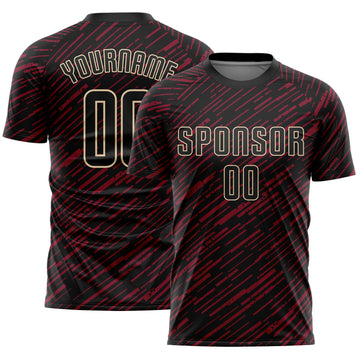 Custom Black Crimson-Cream Line Sports Sublimation Soccer Uniform Jersey