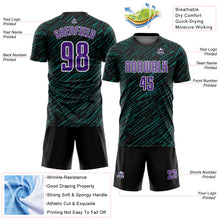 Загрузить изображение в средство просмотра галереи, Custom Black Purple Teal-White Line Sports Sublimation Soccer Uniform Jersey
