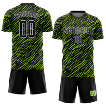 Загрузить изображение в средство просмотра галереи, Custom Black Neon Green-White Line Sports Sublimation Soccer Uniform Jersey
