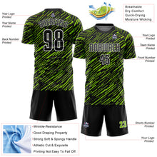 Загрузить изображение в средство просмотра галереи, Custom Black Neon Green-White Line Sports Sublimation Soccer Uniform Jersey
