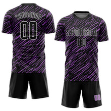 Charger l'image dans la galerie, Custom Black Medium Purple-White Line Sports Sublimation Soccer Uniform Jersey

