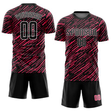 Charger l'image dans la galerie, Custom Black Neon Pink-White Line Sports Sublimation Soccer Uniform Jersey
