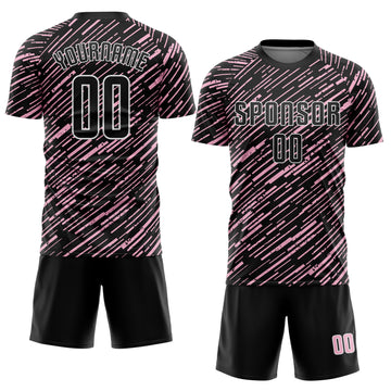 Custom Black Light Pink-White Line Sports Sublimation Soccer Uniform Jersey