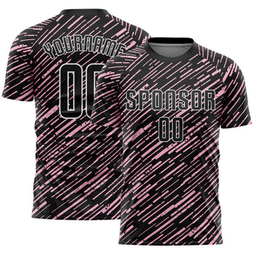 Custom Black Light Pink-White Line Sports Sublimation Soccer Uniform Jersey