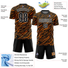 Load image into Gallery viewer, Custom Black Bay Orange-White Line Sports Sublimation Soccer Uniform Jersey
