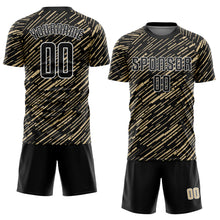 Load image into Gallery viewer, Custom Black Vegas Gold-White Line Sports Sublimation Soccer Uniform Jersey

