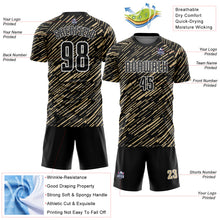 Load image into Gallery viewer, Custom Black Vegas Gold-White Line Sports Sublimation Soccer Uniform Jersey
