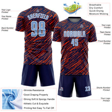 Charger l'image dans la galerie, Custom Navy Light Blue Orange-White Line Sports Sublimation Soccer Uniform Jersey
