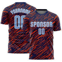 Charger l'image dans la galerie, Custom Navy Light Blue Orange-White Line Sports Sublimation Soccer Uniform Jersey
