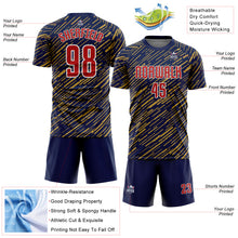Charger l'image dans la galerie, Custom Navy Red Old Gold-White Line Sports Sublimation Soccer Uniform Jersey
