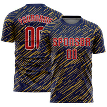 Charger l'image dans la galerie, Custom Navy Red Old Gold-White Line Sports Sublimation Soccer Uniform Jersey
