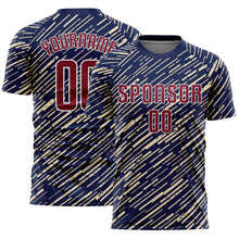Загрузить изображение в средство просмотра галереи, Custom Navy Crimson Cream-White Line Sports Sublimation Soccer Uniform Jersey

