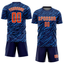 Charger l'image dans la galerie, Custom Navy Orange Powder Blue-White Line Sports Sublimation Soccer Uniform Jersey
