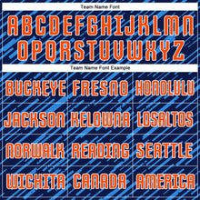 Charger l'image dans la galerie, Custom Navy Orange Powder Blue-White Line Sports Sublimation Soccer Uniform Jersey
