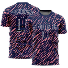 Charger l'image dans la galerie, Custom Navy Medium Pink-White Line Sports Sublimation Soccer Uniform Jersey
