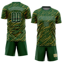Загрузить изображение в средство просмотра галереи, Custom Green Old Gold-White Line Sports Sublimation Soccer Uniform Jersey
