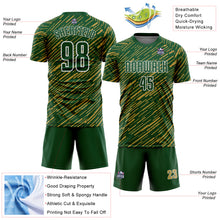 Загрузить изображение в средство просмотра галереи, Custom Green Old Gold-White Line Sports Sublimation Soccer Uniform Jersey
