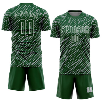 Custom Green Gray-White Line Sports Sublimation Soccer Uniform Jersey
