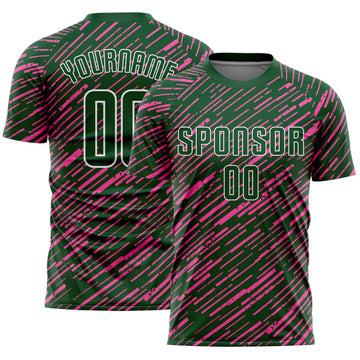 Custom Green Pink-White Line Sports Sublimation Soccer Uniform Jersey