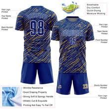 Charger l'image dans la galerie, Custom Royal Old Gold-White Line Sports Sublimation Soccer Uniform Jersey
