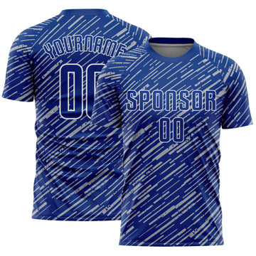 Custom Royal Gray-White Line Sports Sublimation Soccer Uniform Jersey