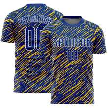 Charger l'image dans la galerie, Custom Royal Yellow-White Line Sports Sublimation Soccer Uniform Jersey
