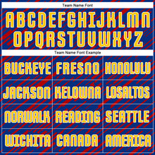 Charger l'image dans la galerie, Custom Royal Yellow Red-White Line Sports Sublimation Soccer Uniform Jersey
