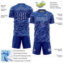 Загрузить изображение в средство просмотра галереи, Custom Royal Light Blue-White Line Sports Sublimation Soccer Uniform Jersey
