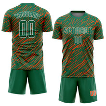 Laden Sie das Bild in den Galerie-Viewer, Custom Kelly Green Orange-White Line Sports Sublimation Soccer Uniform Jersey
