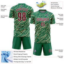 Load image into Gallery viewer, Custom Kelly Green Crimson Cream-White Line Sports Sublimation Soccer Uniform Jersey
