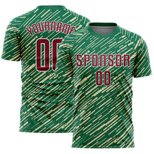 Load image into Gallery viewer, Custom Kelly Green Crimson Cream-White Line Sports Sublimation Soccer Uniform Jersey
