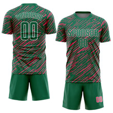 Загрузить изображение в средство просмотра галереи, Custom Kelly Green Neon Pink-White Line Sports Sublimation Soccer Uniform Jersey
