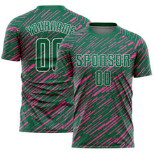 Laden Sie das Bild in den Galerie-Viewer, Custom Kelly Green Pink-White Line Sports Sublimation Soccer Uniform Jersey
