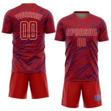 Charger l'image dans la galerie, Custom Red Royal-White Line Sports Sublimation Soccer Uniform Jersey
